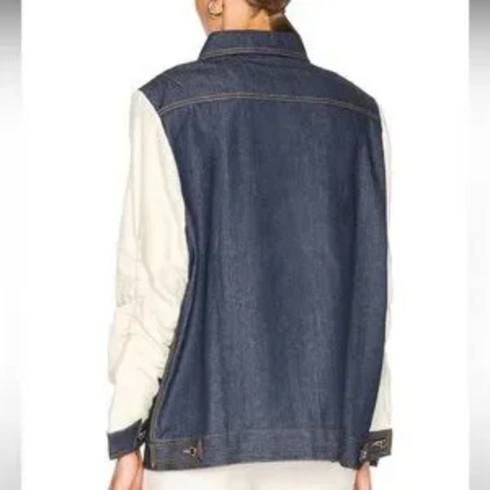 WeWoreWhat Oversized Cable Knit Sleeve Denim Jacket in Blue/ Cream Size XS in Wh - Picture 2 of 3